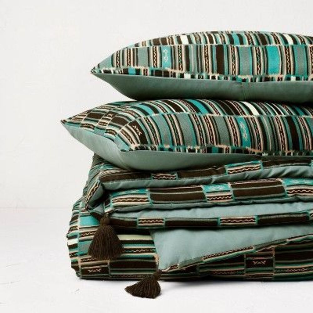King Jungalow Sun in the Water Duvet Cover & Sham  Green